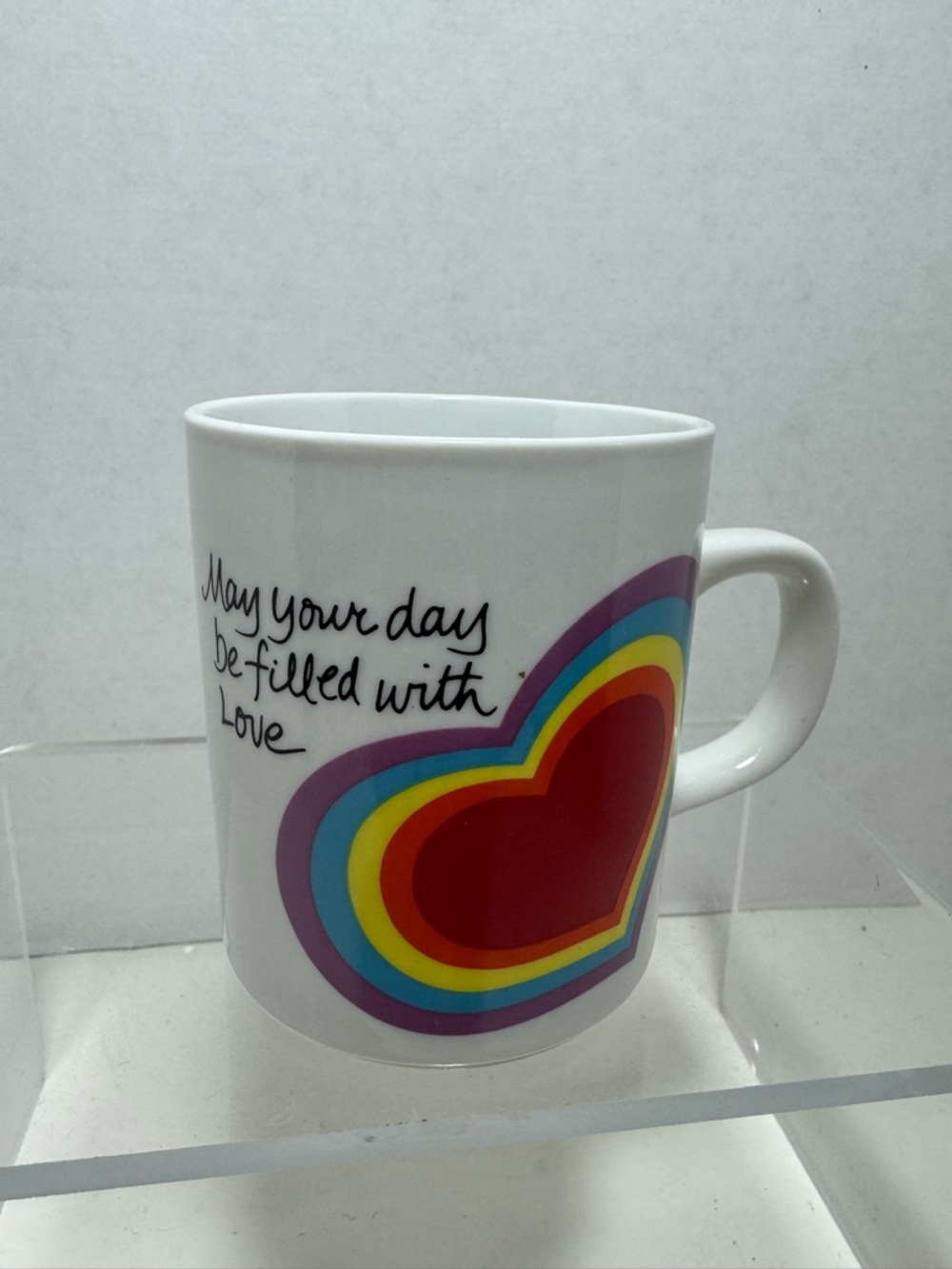 Vintage Avon coffee cup the love mug 1983 hearts rainbow .
